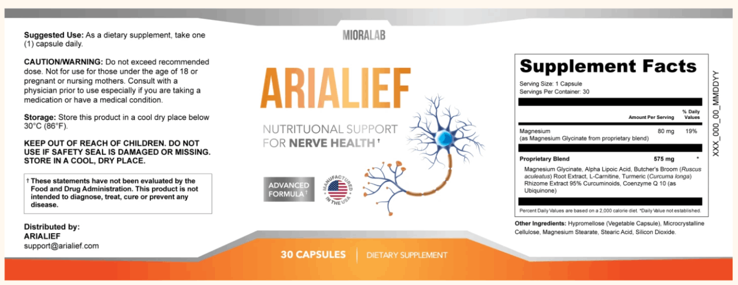 Arialief nerve relief supplement for sciatic pain